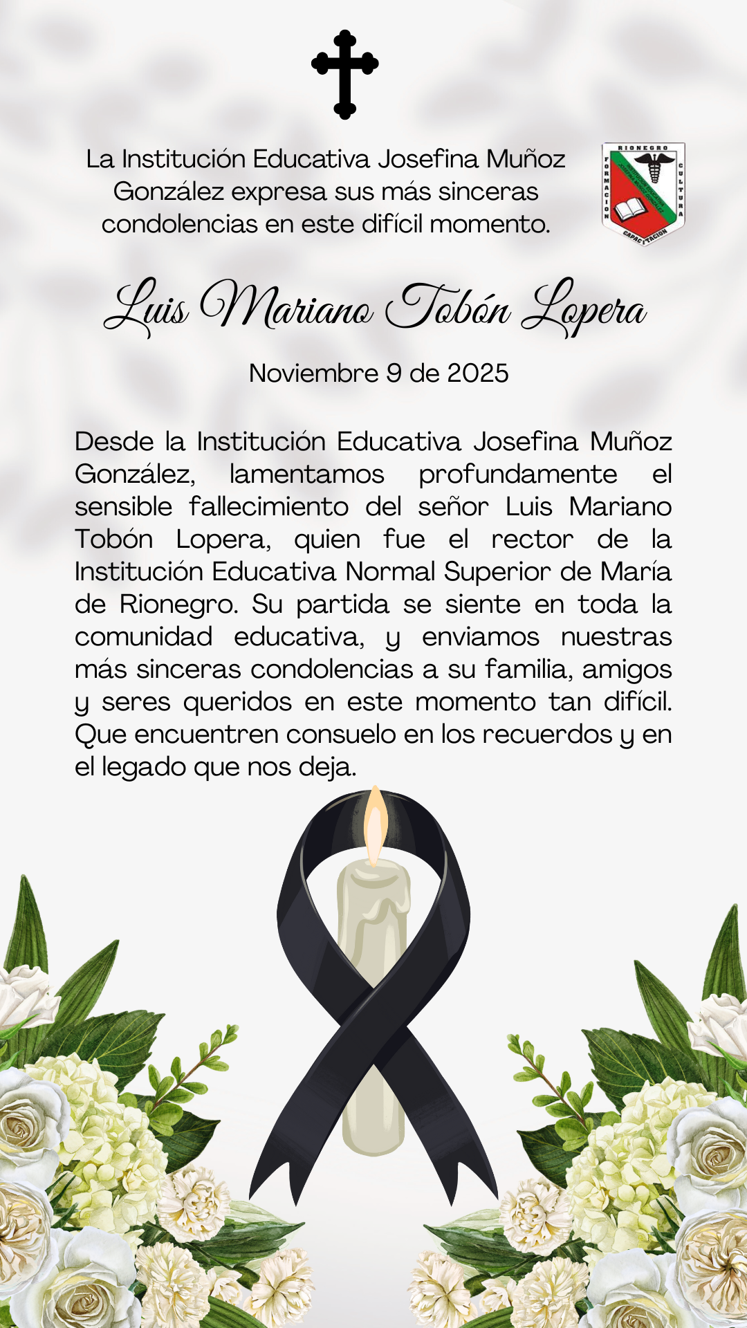 CONDOLENCIAS LUIS MARIANO LOPERA
